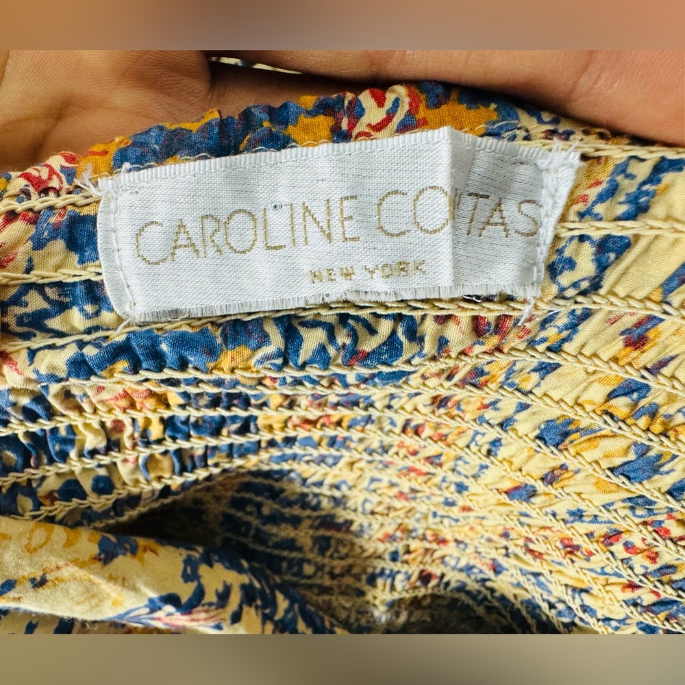 Caroline Constas Tiered Maxi Dress Small Smocked Pockets Cotton Cottagecore Boho - Picture 7 of 11